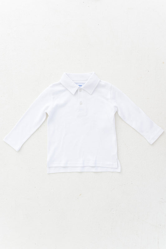 Long Sleeve White Polo