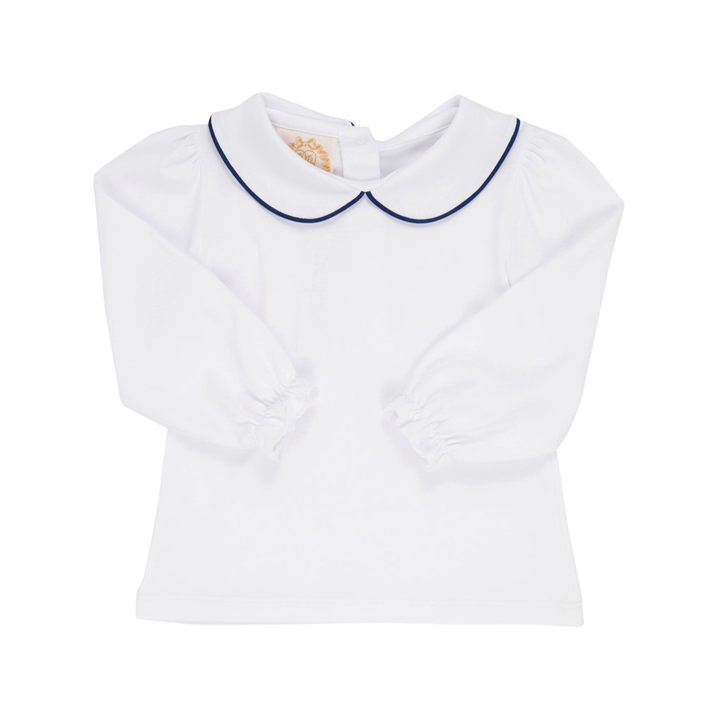 Maude's Peter Pan Collar Shirt Pima Long Sleeve | White + Navy
