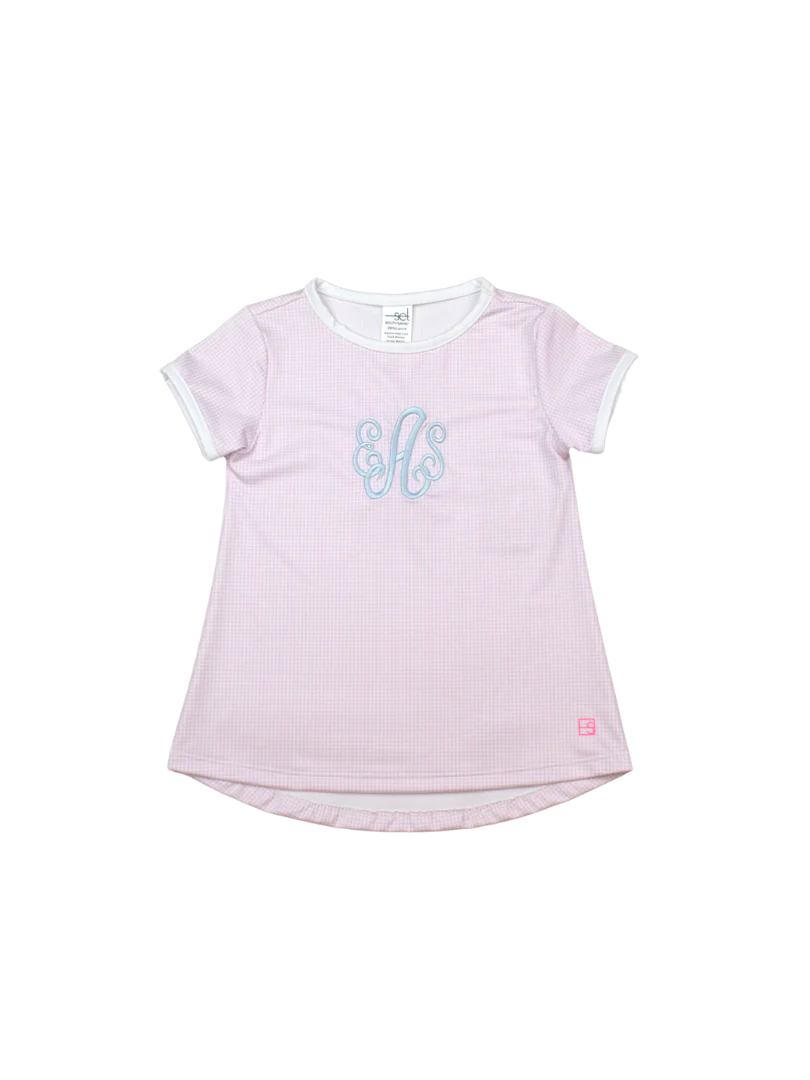 Bridget Basic Tee| Pink Mini Gingham