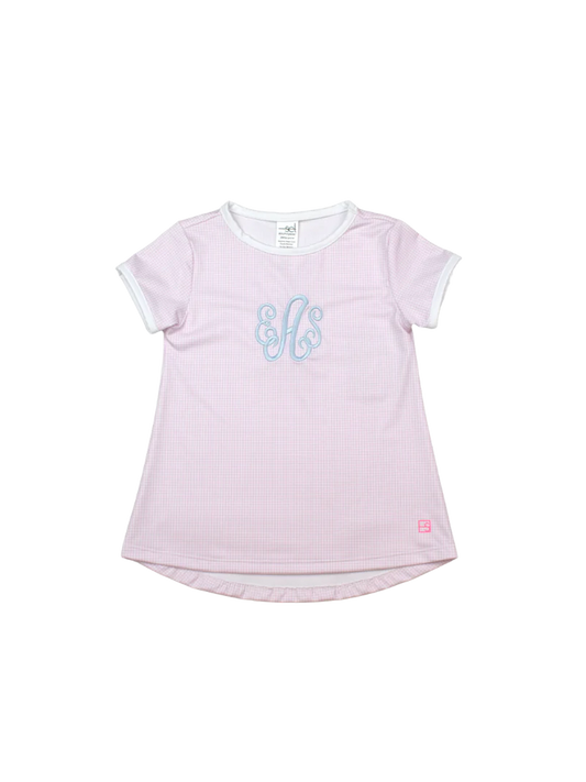 Bridget Basic Tee| Pink Mini Gingham