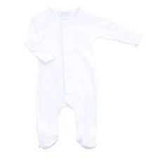 Magnolia Baby Essentials Footie White with Blue Trim