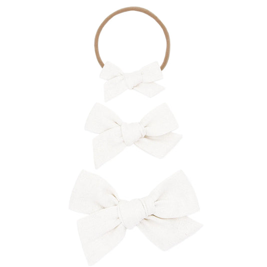 Linen Bow | White Headband
