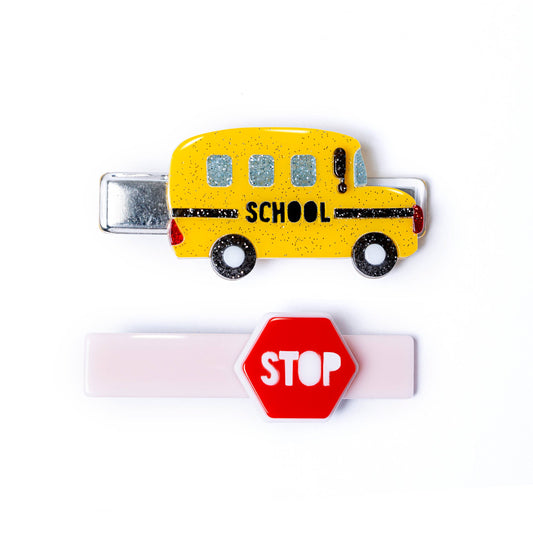 Lilies & Roses NY - BTS22-Yellow Bus & Red Stop Sign Alligator Clips