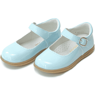 Chloe Scalloped Mary Jane- Patent Sky Blue