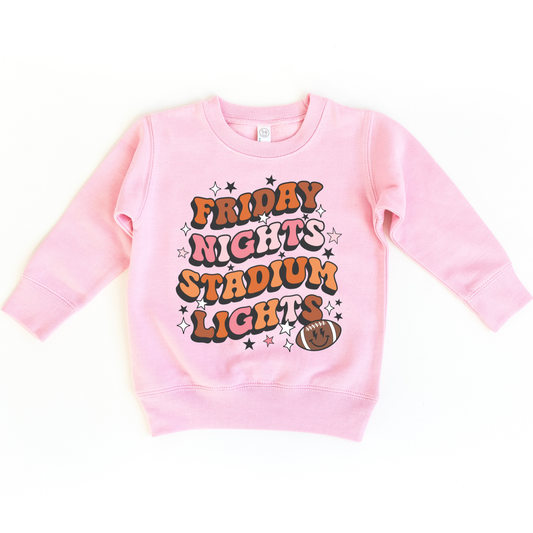 Friday Nights Stadium Light Football Season Kids Sweatshirt | Pink