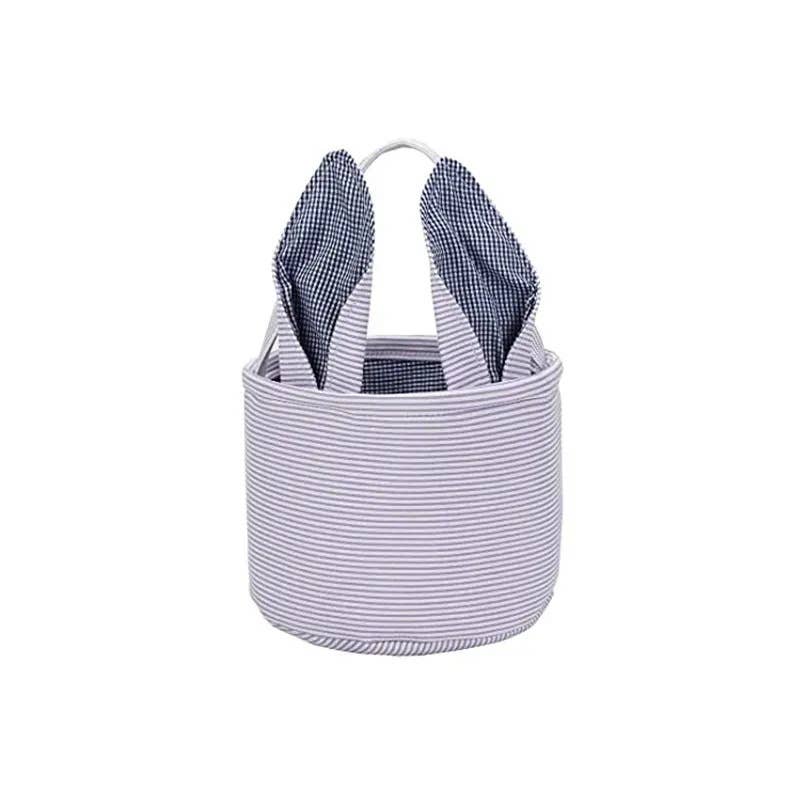 Personalized Embroidered Easter Bunny Ear Basket | Purple