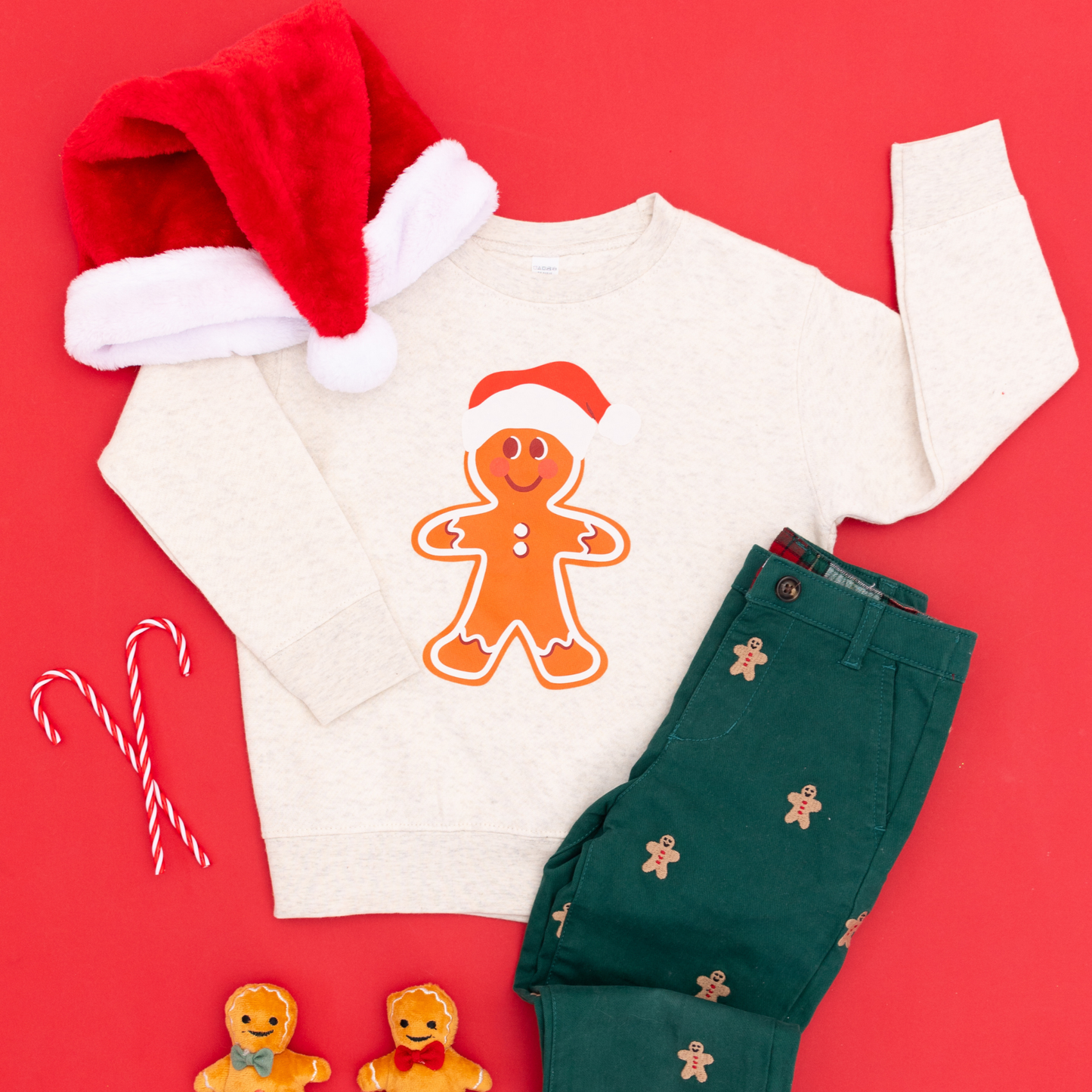 Gingerbread Man Christmas Kids Sweatshirt