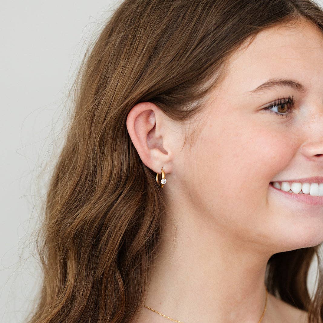 Single Diamond Hoop Earrings