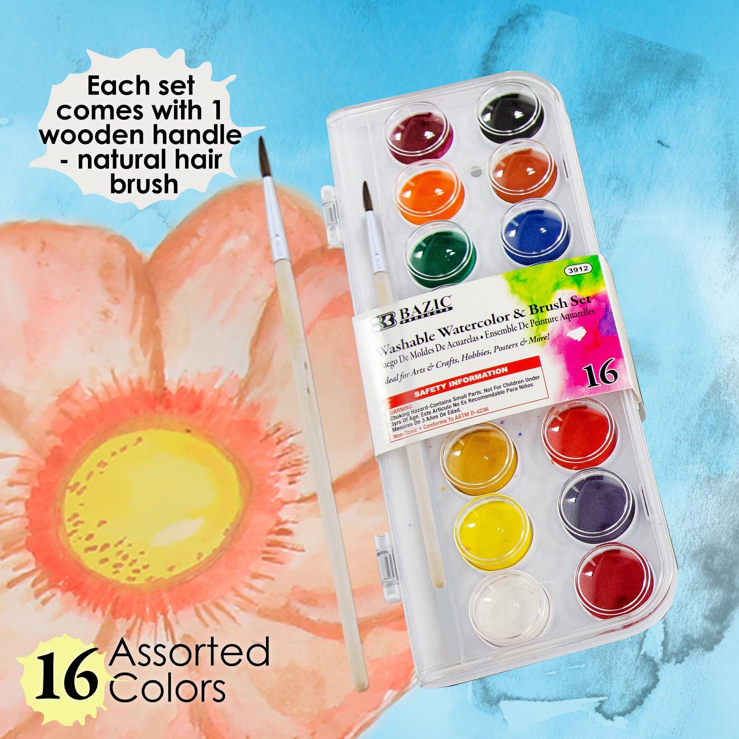Watercolor w/ Brush 16 Color