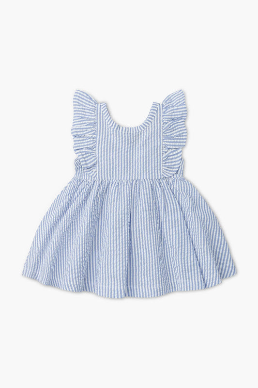 Easter Garden Party Dress | Light Blue Seersucker