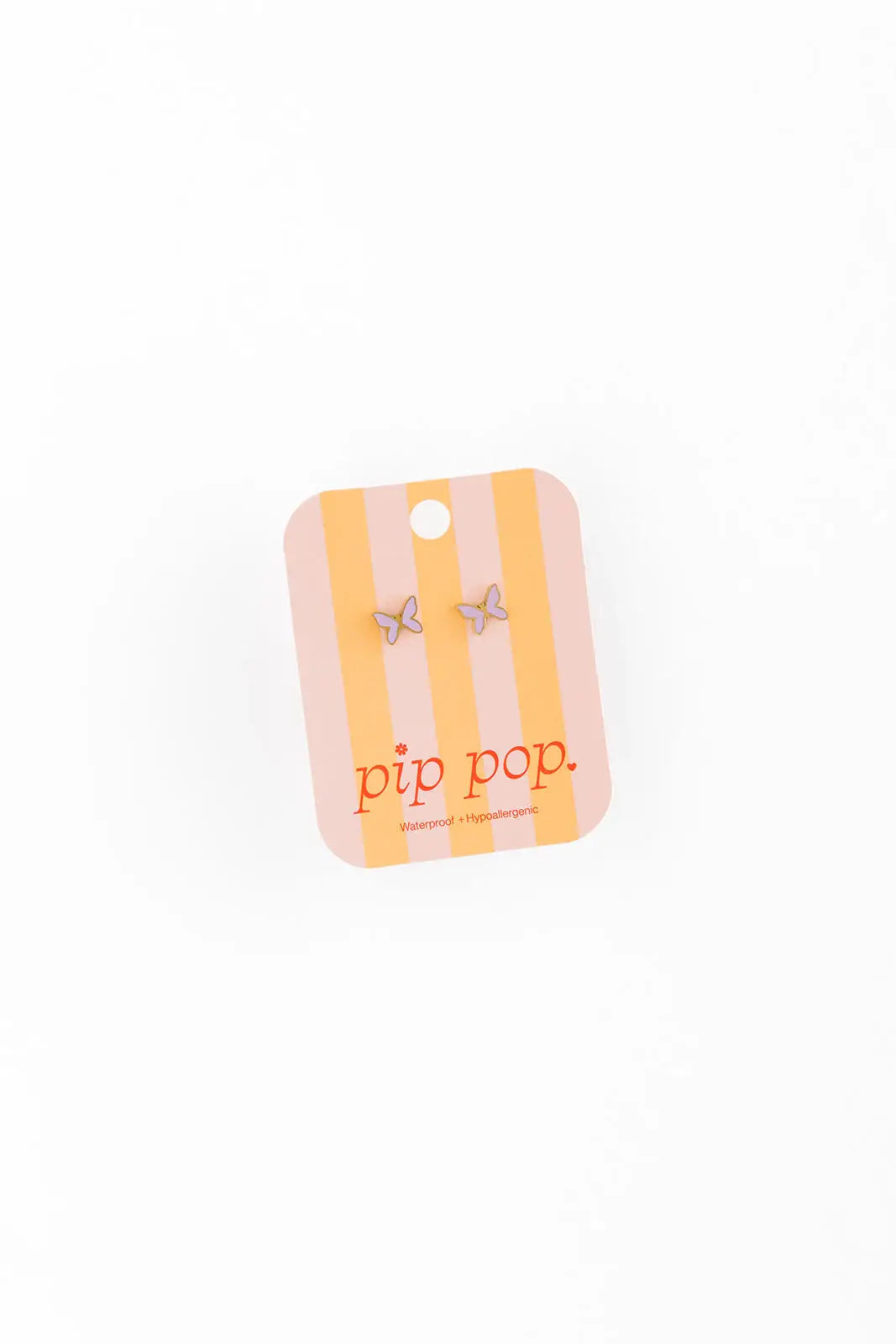 Enamel Butterfly Stud Earrings - Hypoallergenic, Flat Back: Blush