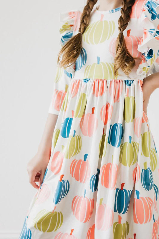 Pumpkin Kisses, Harvest Wishes Ruffle Twirl Dress