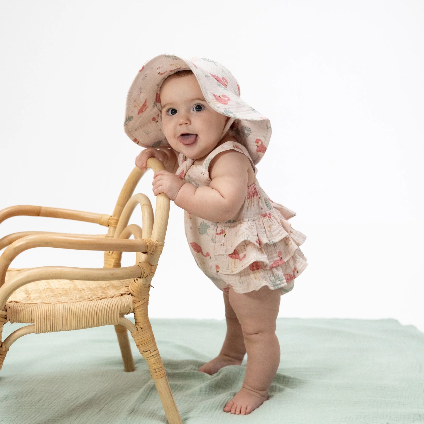 Ruffle Sunsuit | Flamingos