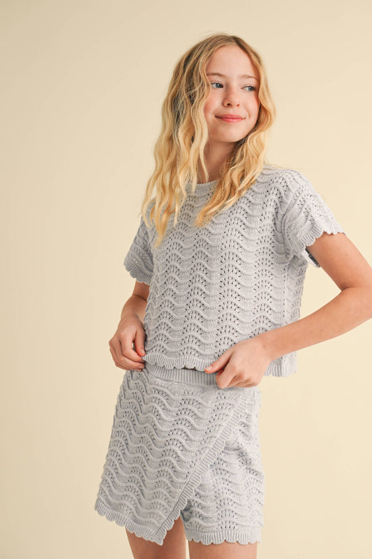 Tween Girls Kids Crochet S/S Top