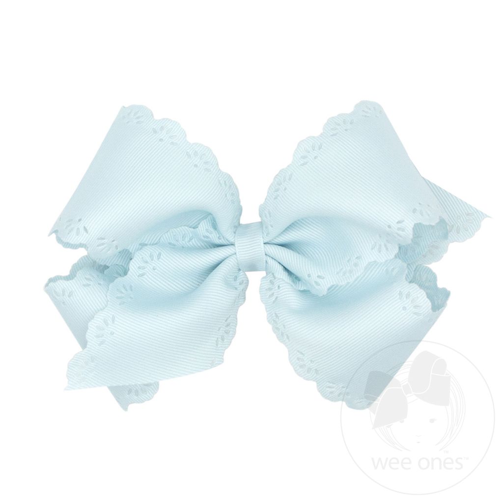 Small King Grosgrain Bow w/ Eyelet Flower Embossed Edges