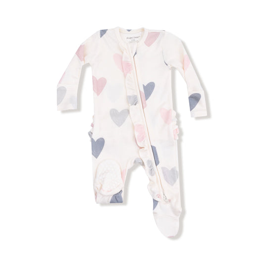 2 Way Ruffle Zipper Footie | Hearts