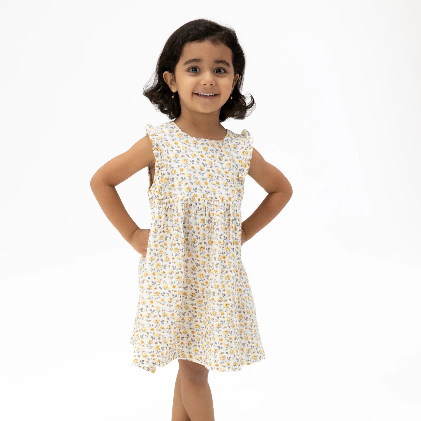 Ruffle Dress & Bloomer Set | Yellow Country Roses