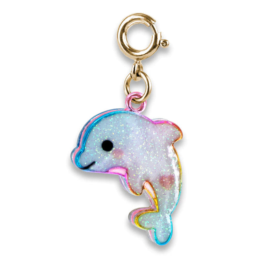 Gold Glitter Tie-Dye Dolphin Charm