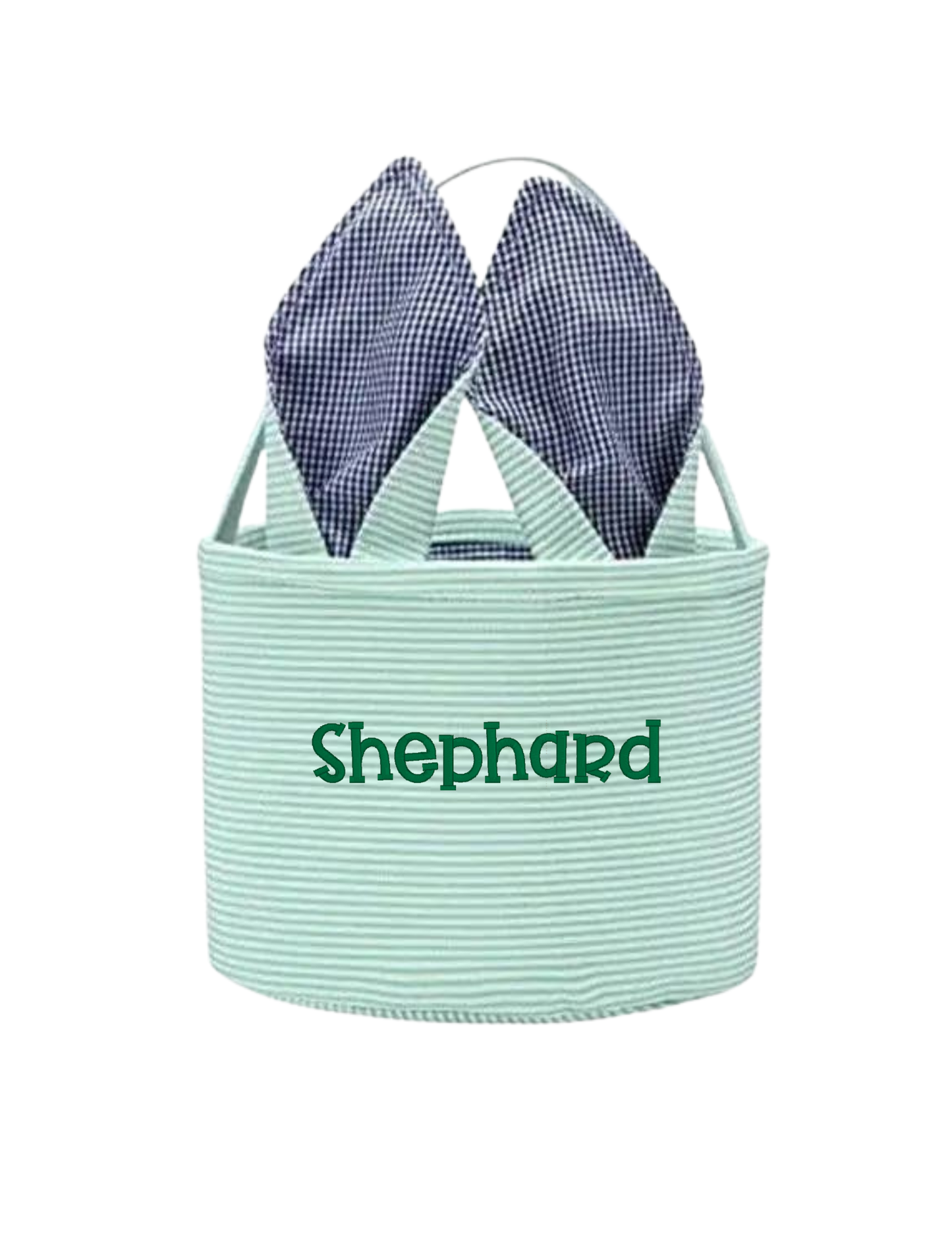 Personalized Embroidered Easter Bunny Ear Basket |  Green