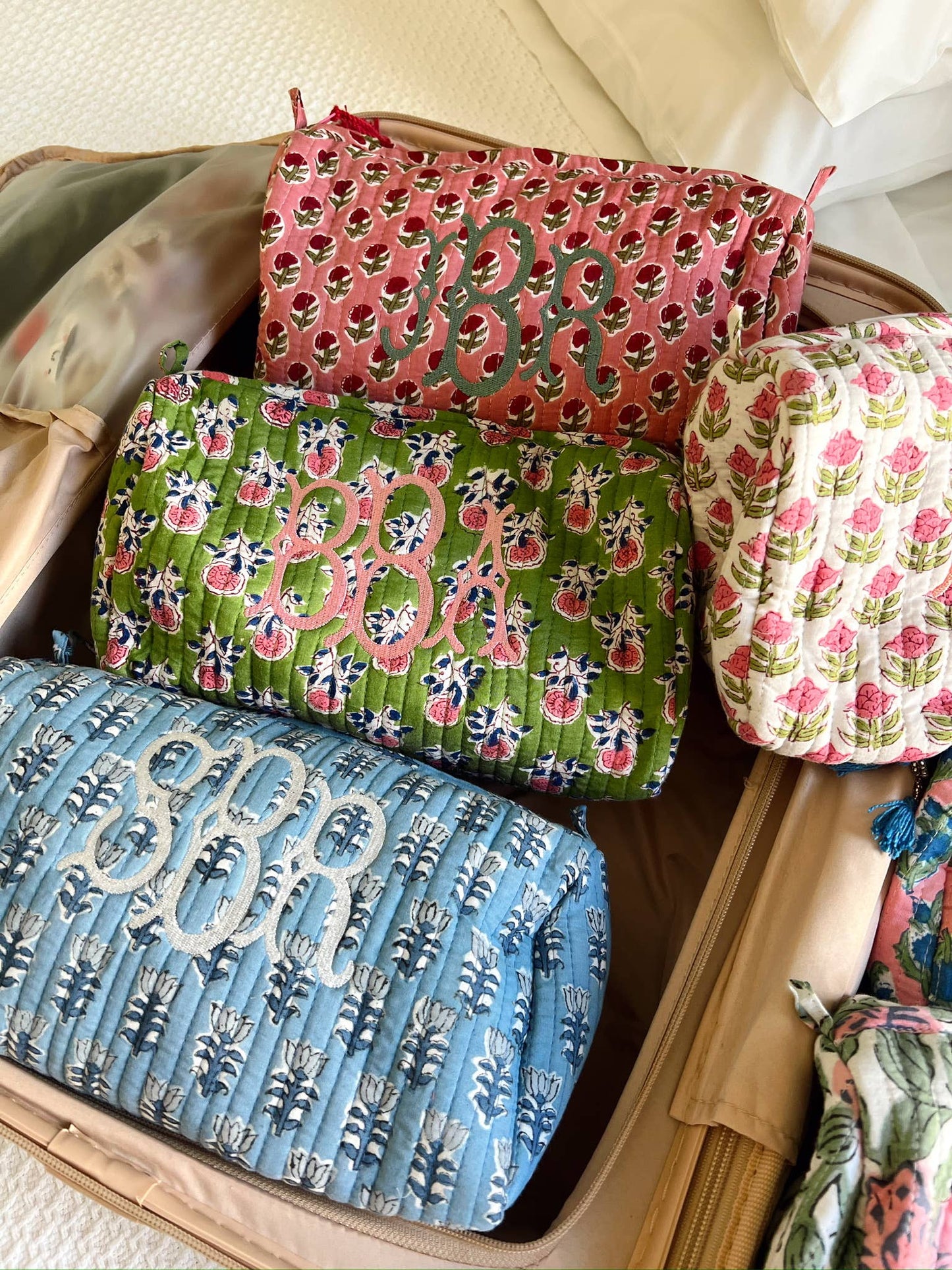 Quilted Block - Print Makeup Bag: Vibrant Orchid