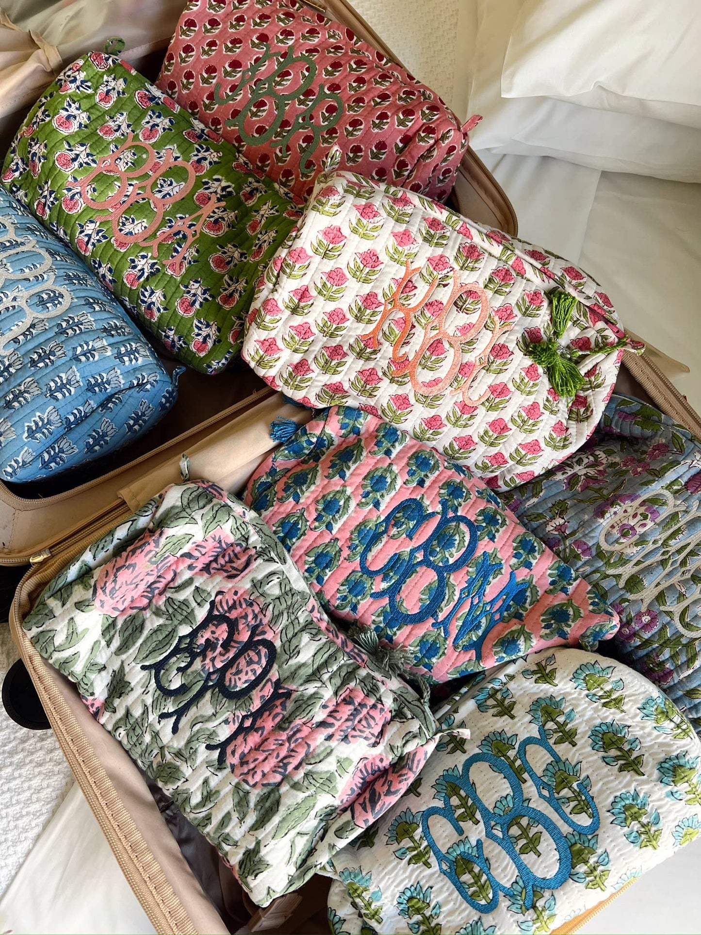 Quilted Block - Print Makeup Bag: Vibrant Orchid