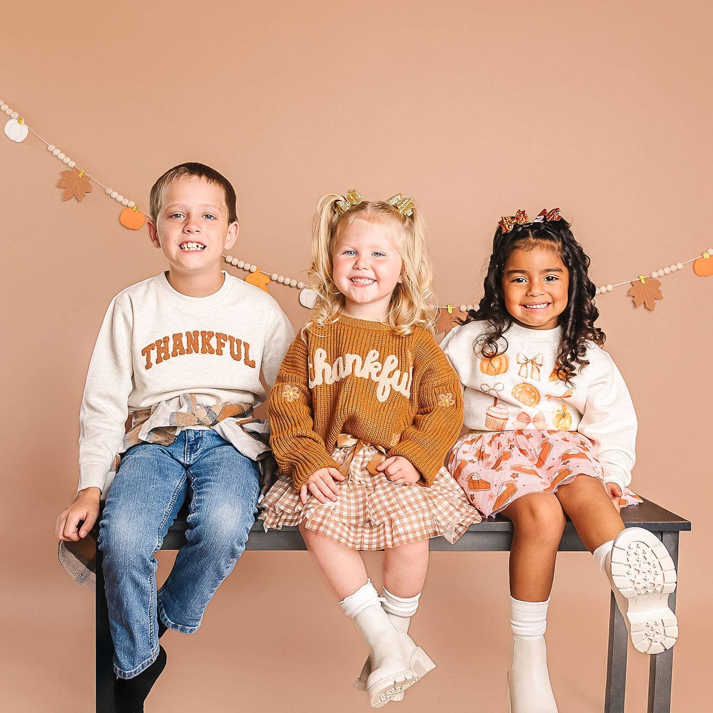 Thankful Patch Varsity Thanksgiving Sweatshirt