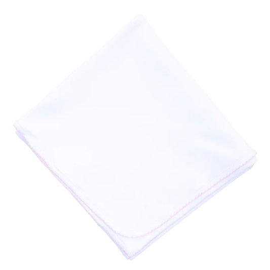Magnolia Baby Essentials Blanket | White with Pink Trim