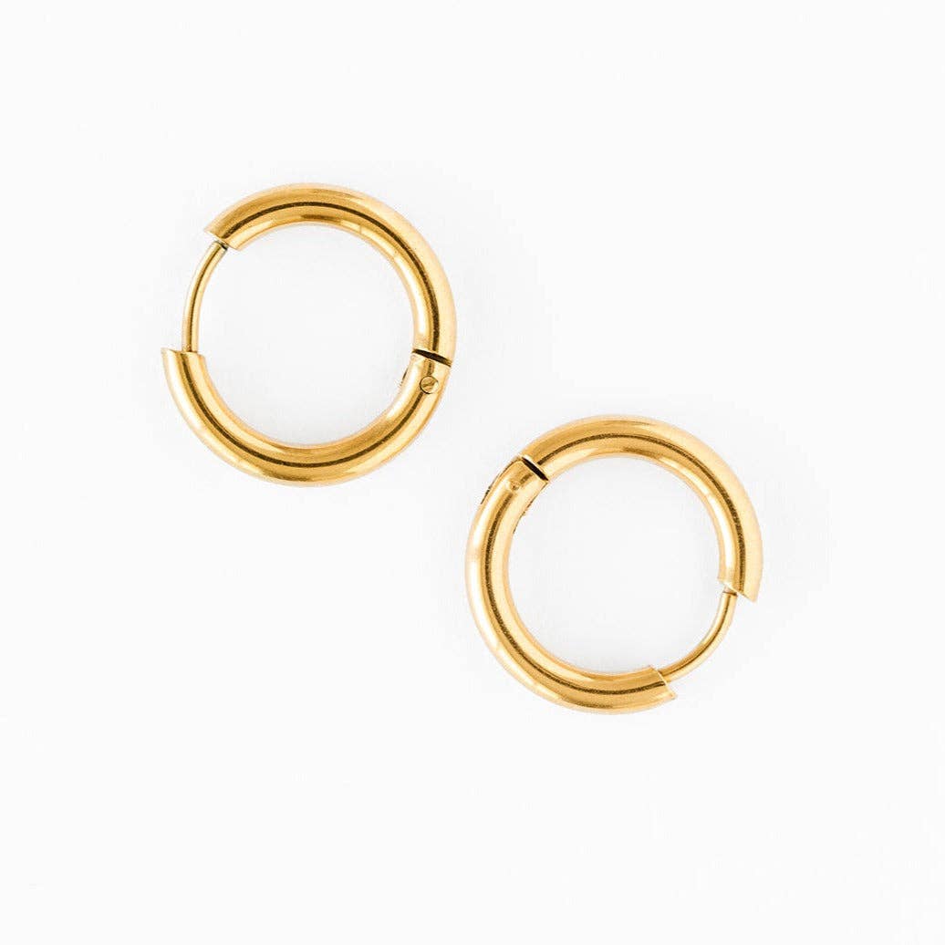 Endless Hoop Stud Earrings : Gold / 8mm