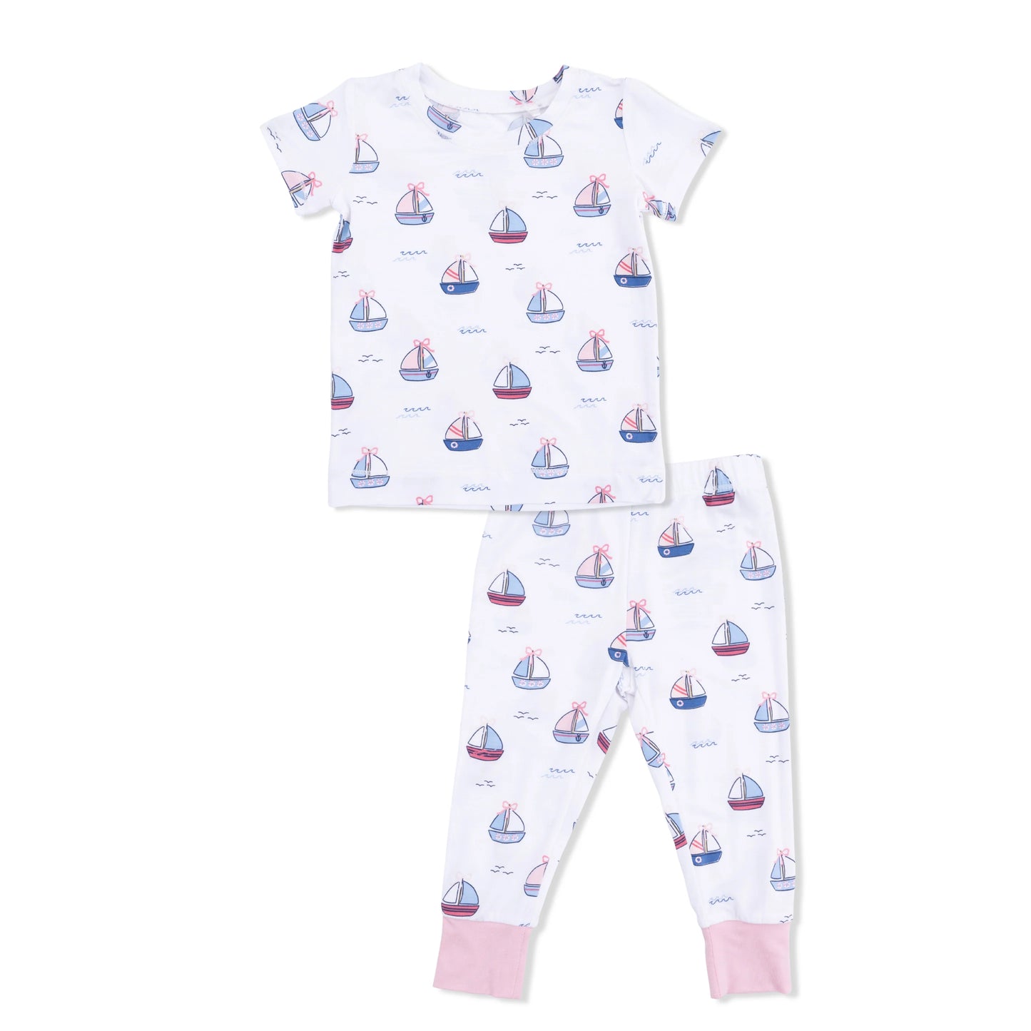 Short Sleeve Loungewear Set | Pink Bubbly Sailboats