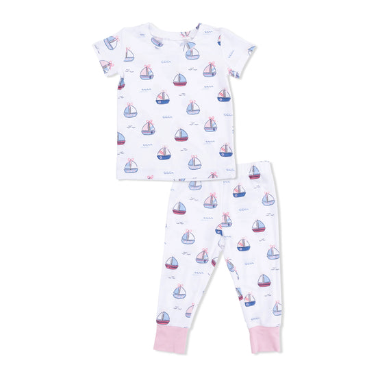 Short Sleeve Loungewear Set | Pink Bubbly Sailboats