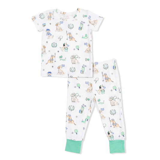 Short Sleeve Loungewear Set | Neutral Country Club Dogs