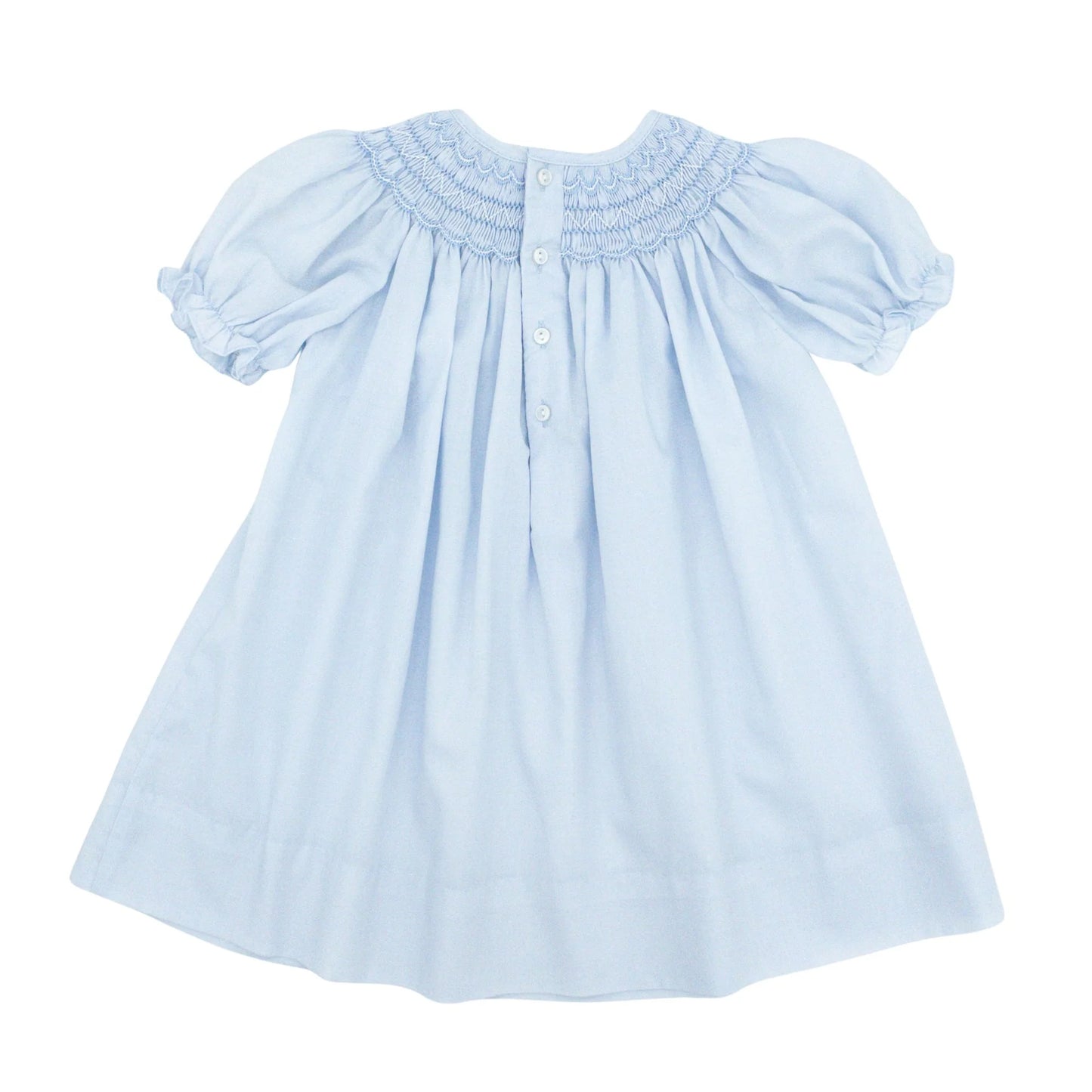 Dress with Hand Bishop Scalloped Smocking | Blue