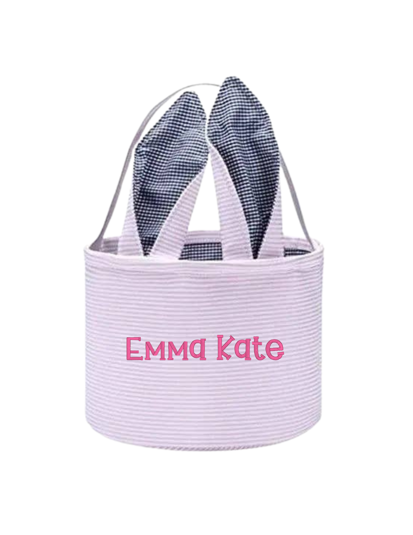 Personalized Embroidered Easter Bunny Ear Basket | Pink