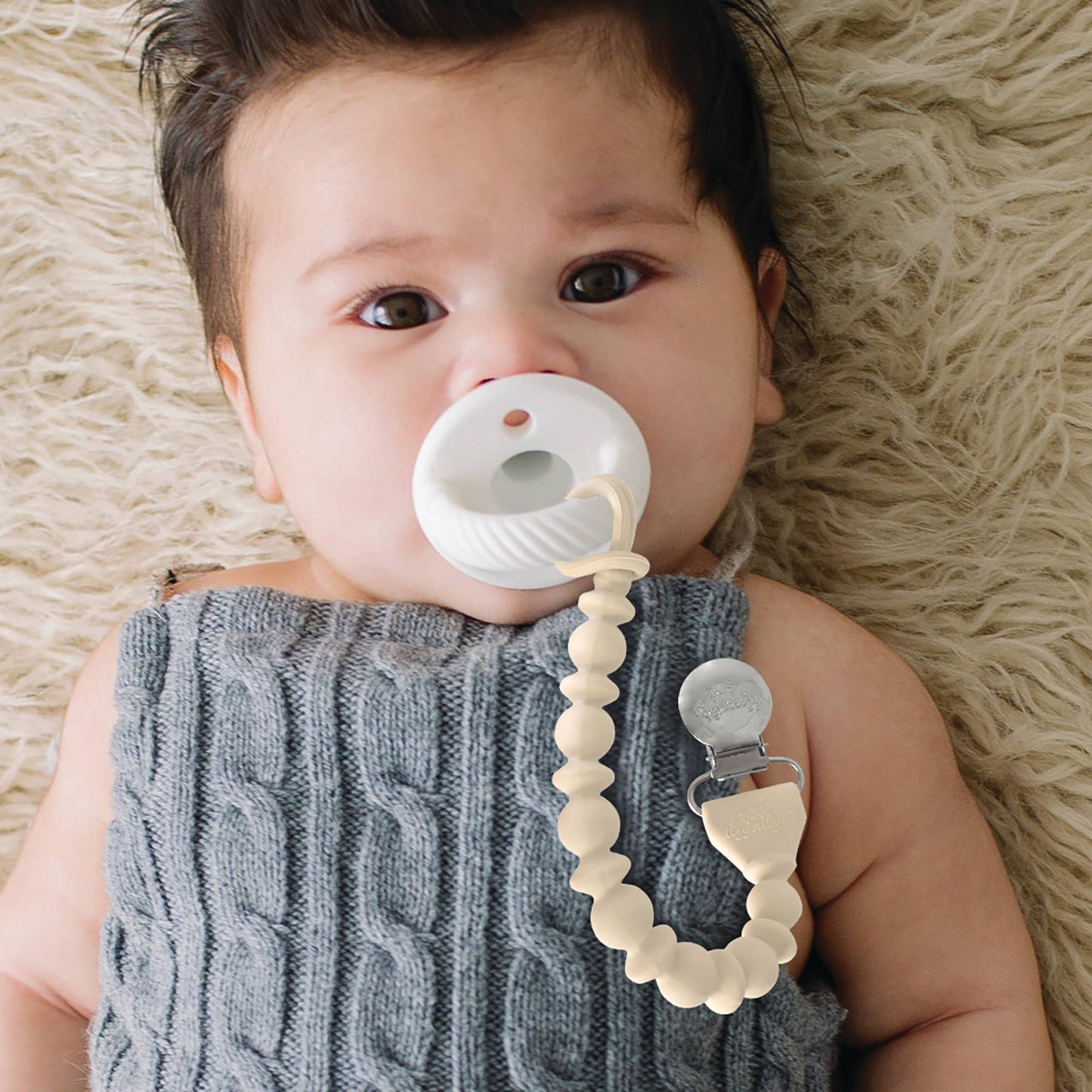 Sweetie Strap™ Silicone One-Piece Pacifier Clips - Toast