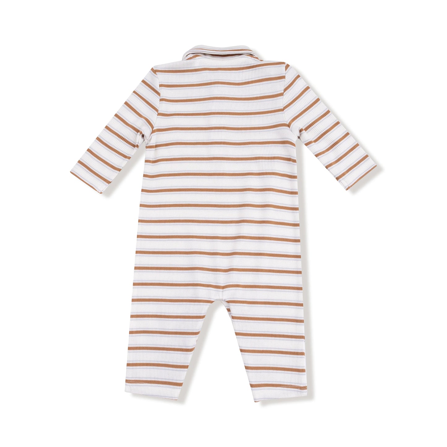 Polo Romper | Brown Vintage Stripe