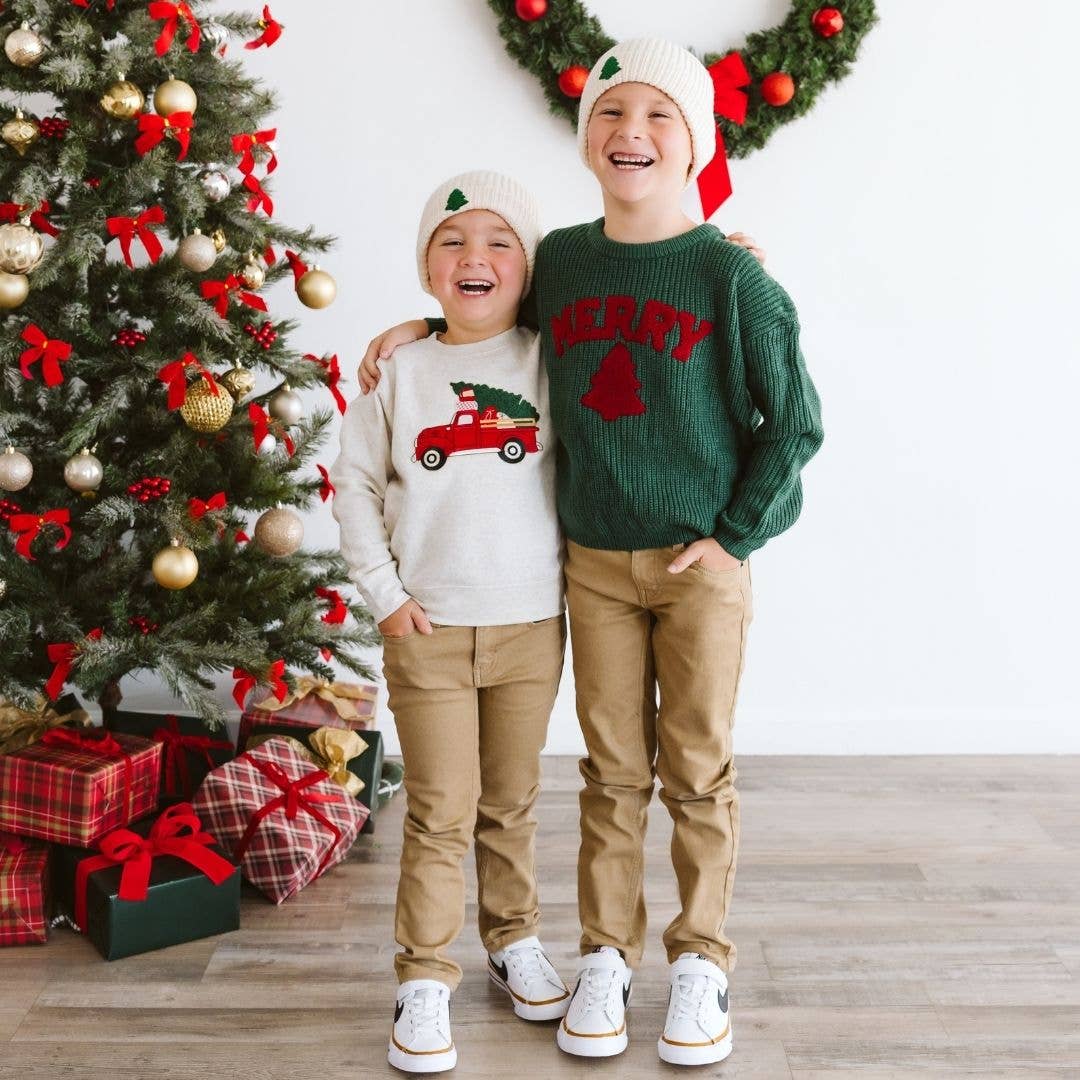 Christmas Truck Patch Sweatshirt | Natural