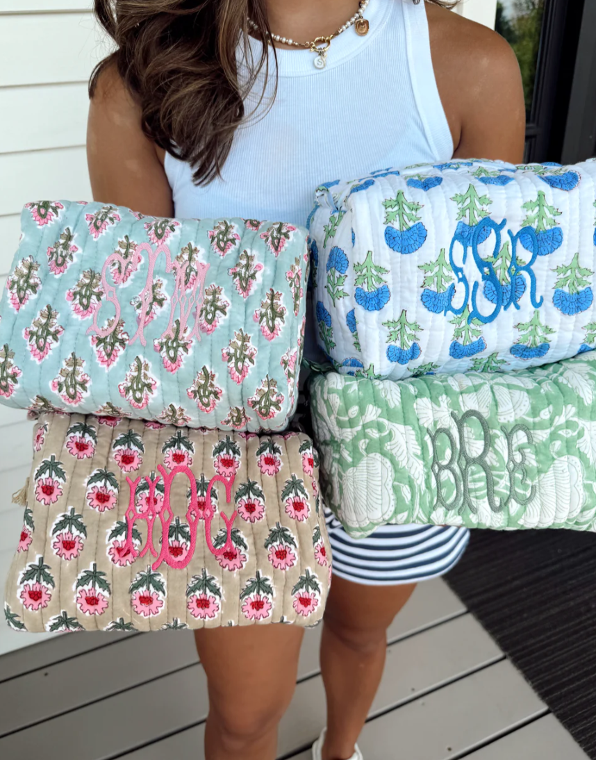 Quilted Block - Print Makeup Bag: Vibrant Orchid