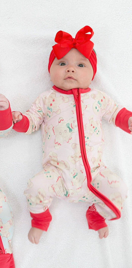 Sweet Bay Clothing - Pink Gingerbread Zipper Onesie: NB