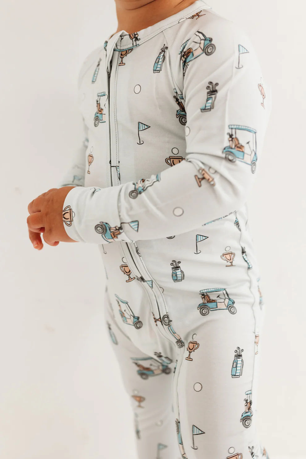 Blue Golf Bamboo Zipper Romper