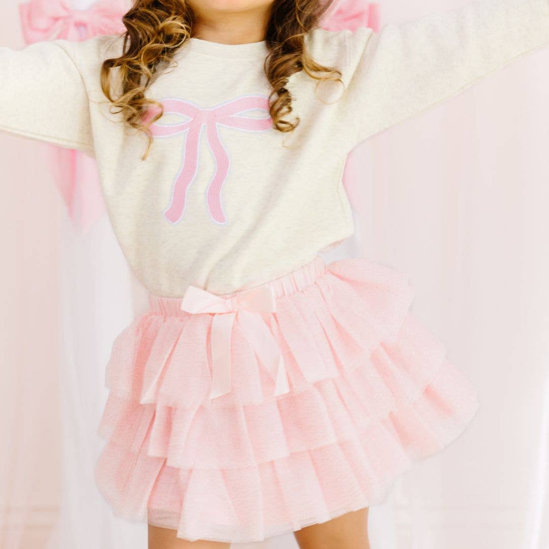 Sweet Wink - Coquette Bow Patch Sweatshirt - Kids Coquette Bow Sweatshirt: 4T