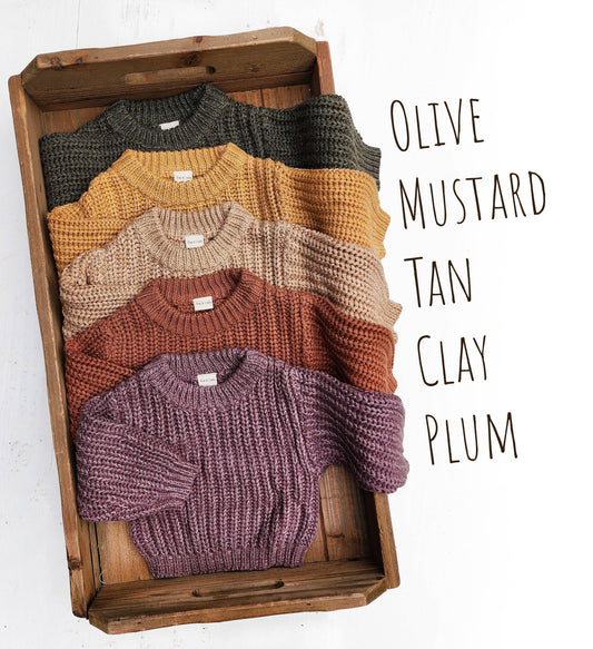 Kids Chunky Knit Braided Sweater | Olive