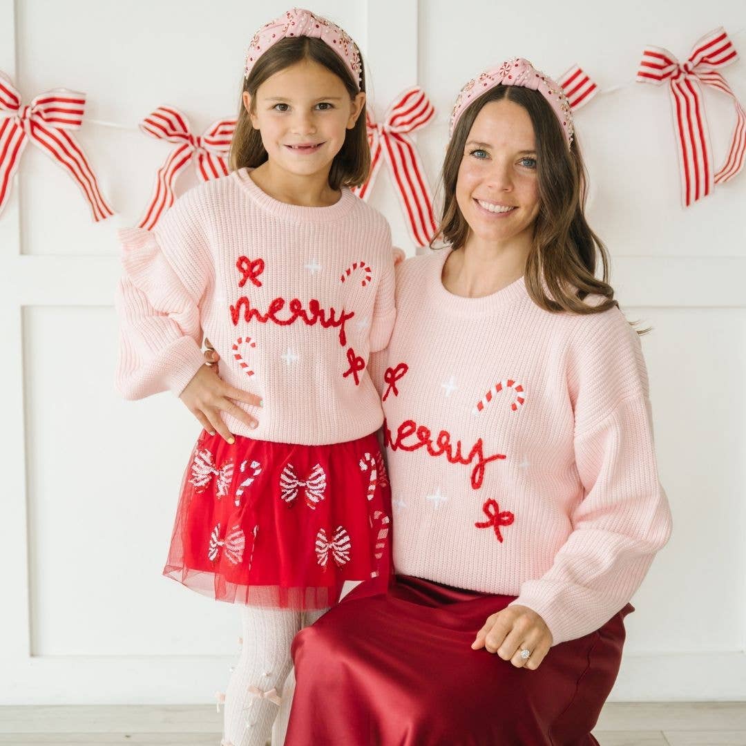 Coquette Merry Christmas Knit Women's Sweater - Mommy and Me