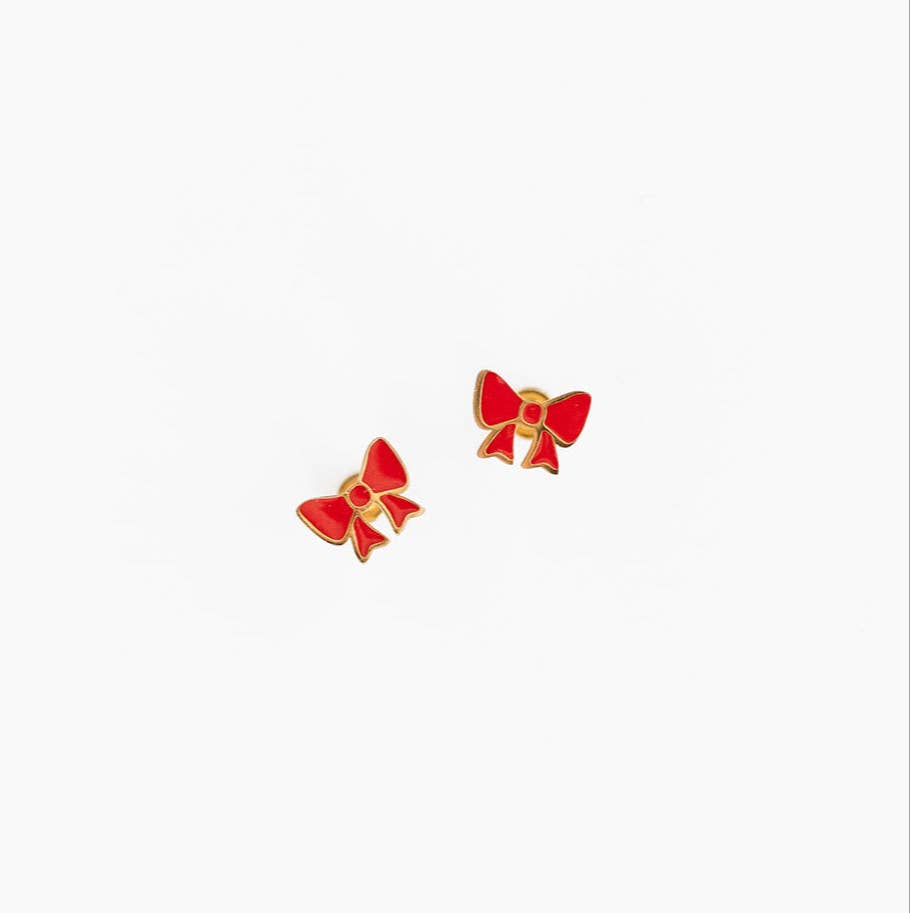 Red Bow Earrings