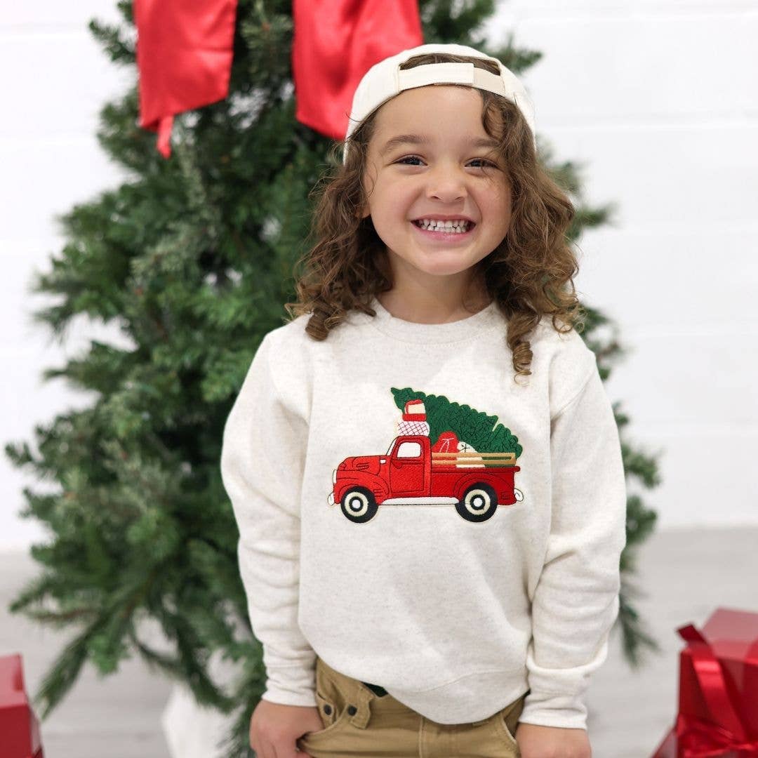 Christmas Truck Patch Sweatshirt | Natural