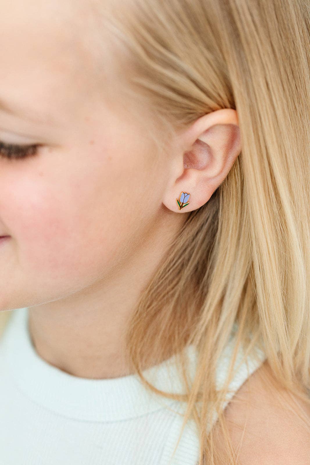 Tulip Stud Earrings - Hypoallergenic, Flat Back