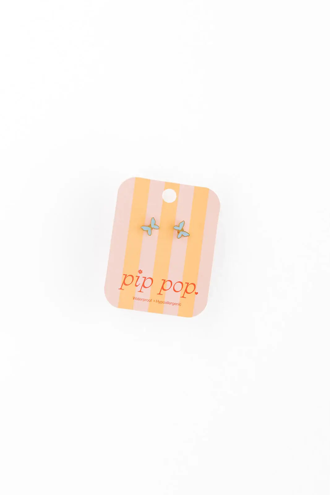 Enamel Butterfly Stud Earrings - Hypoallergenic, Flat Back: Blush