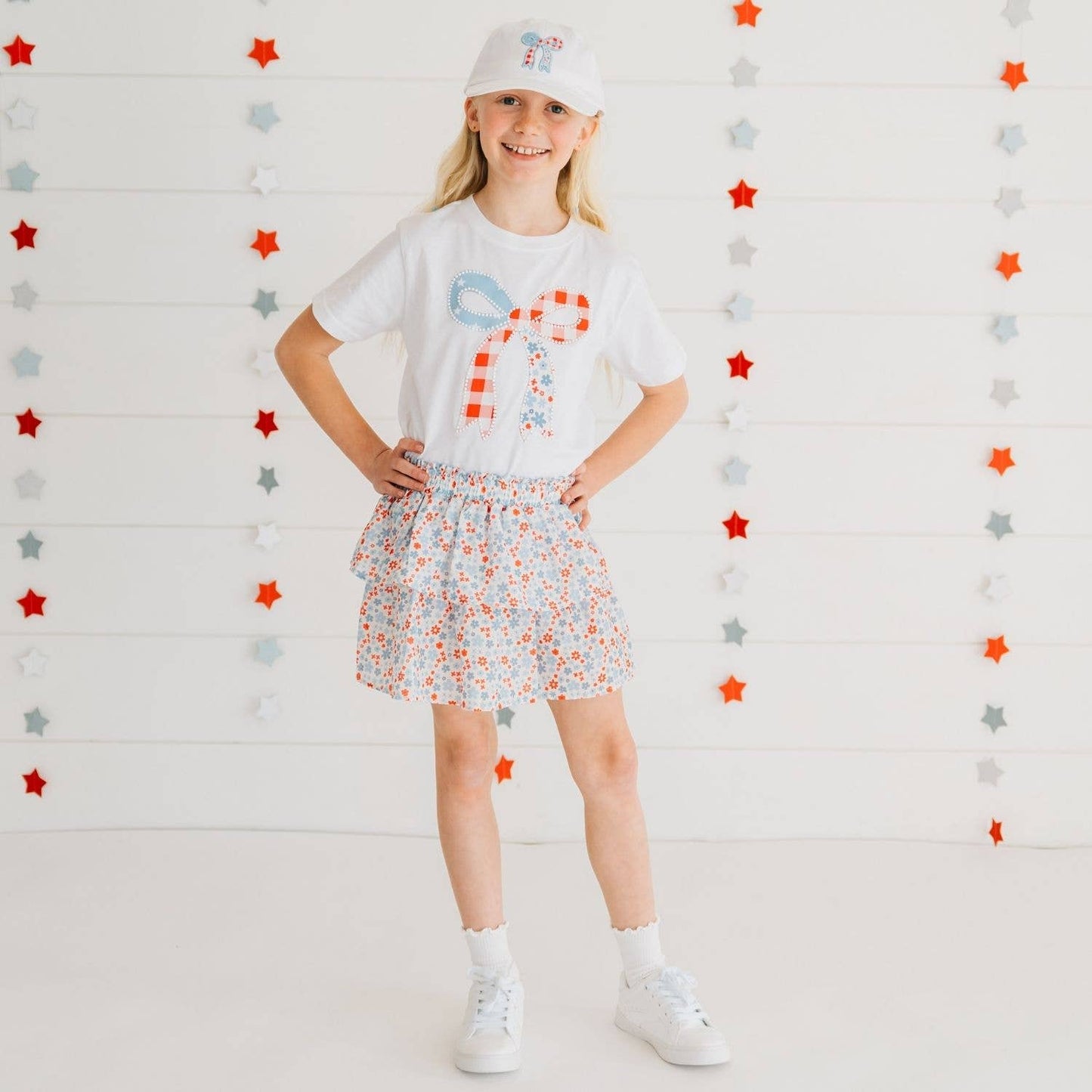 Patchwork Bow Patch Short Sleeve T-Shirt
