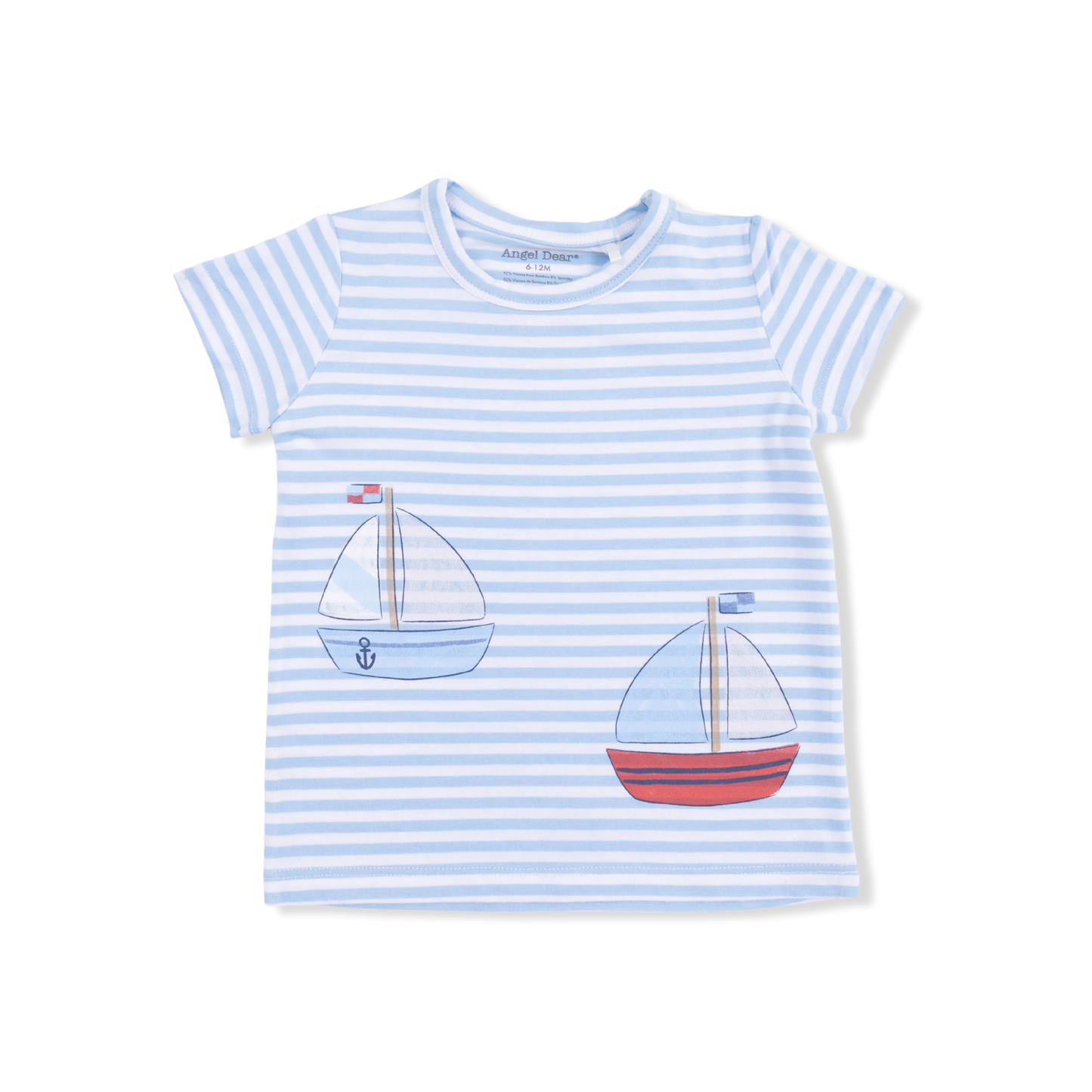 Crew Neck Tee with Cargo Short | Bubbly Sailboat Stripe