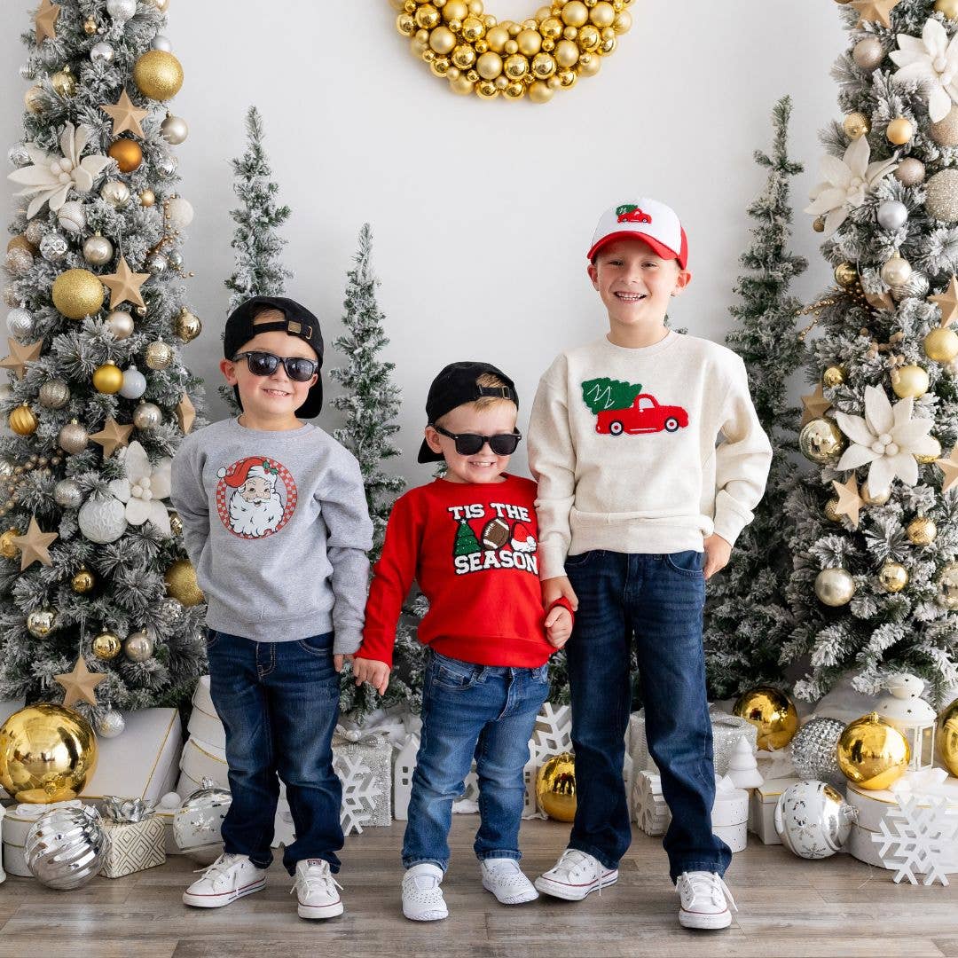 Retro Santa Christmas Sweatshirt - Kids Holiday Crewneck