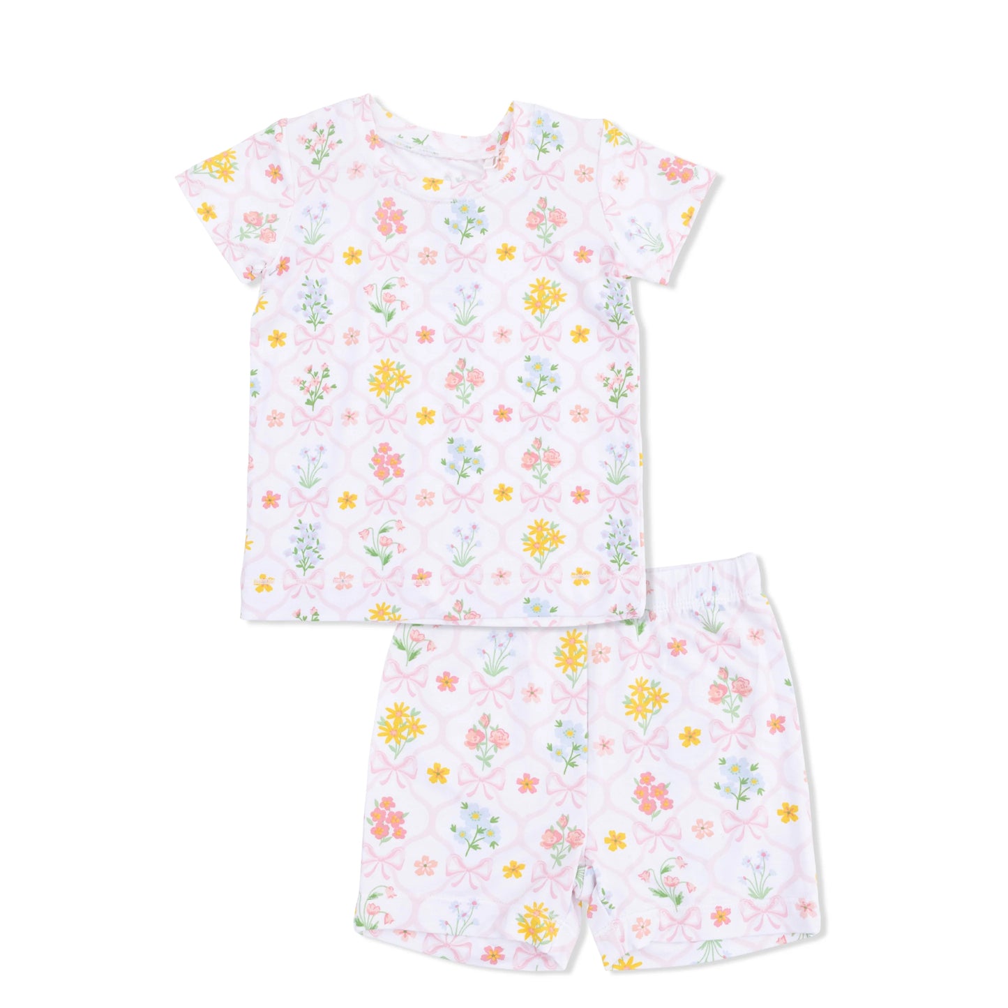 Loungewear Short Set | Spring Blooms Bow Trellis